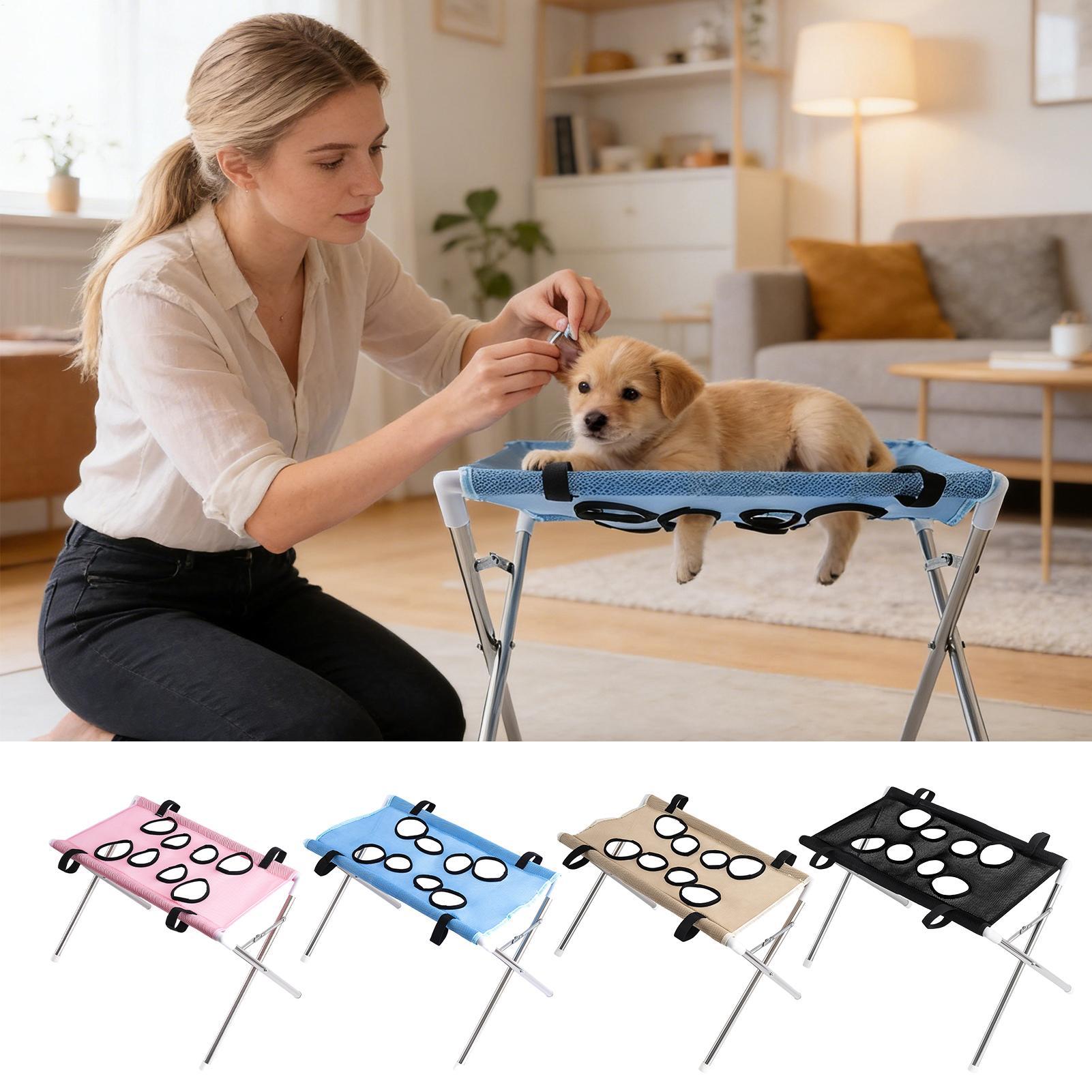 Pet Supplies Discount - ペットグルーミングハンモックスタンド 折りたたみ式 猫犬用入浴ラック 速乾メッシュ 爪切りホルダー 小型中型ペット用品