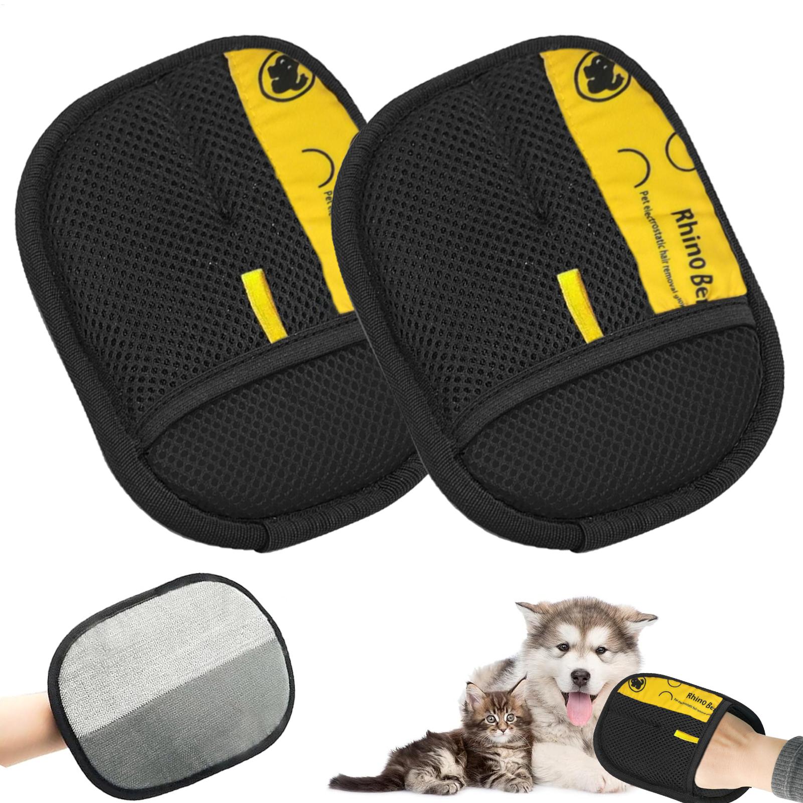 Pet Grooming Glove - 2 個猫グルーミンググローブ静電気ペットの毛除去ブラシソファカーペット衣類の掃除用両面ペットの毛除去剤