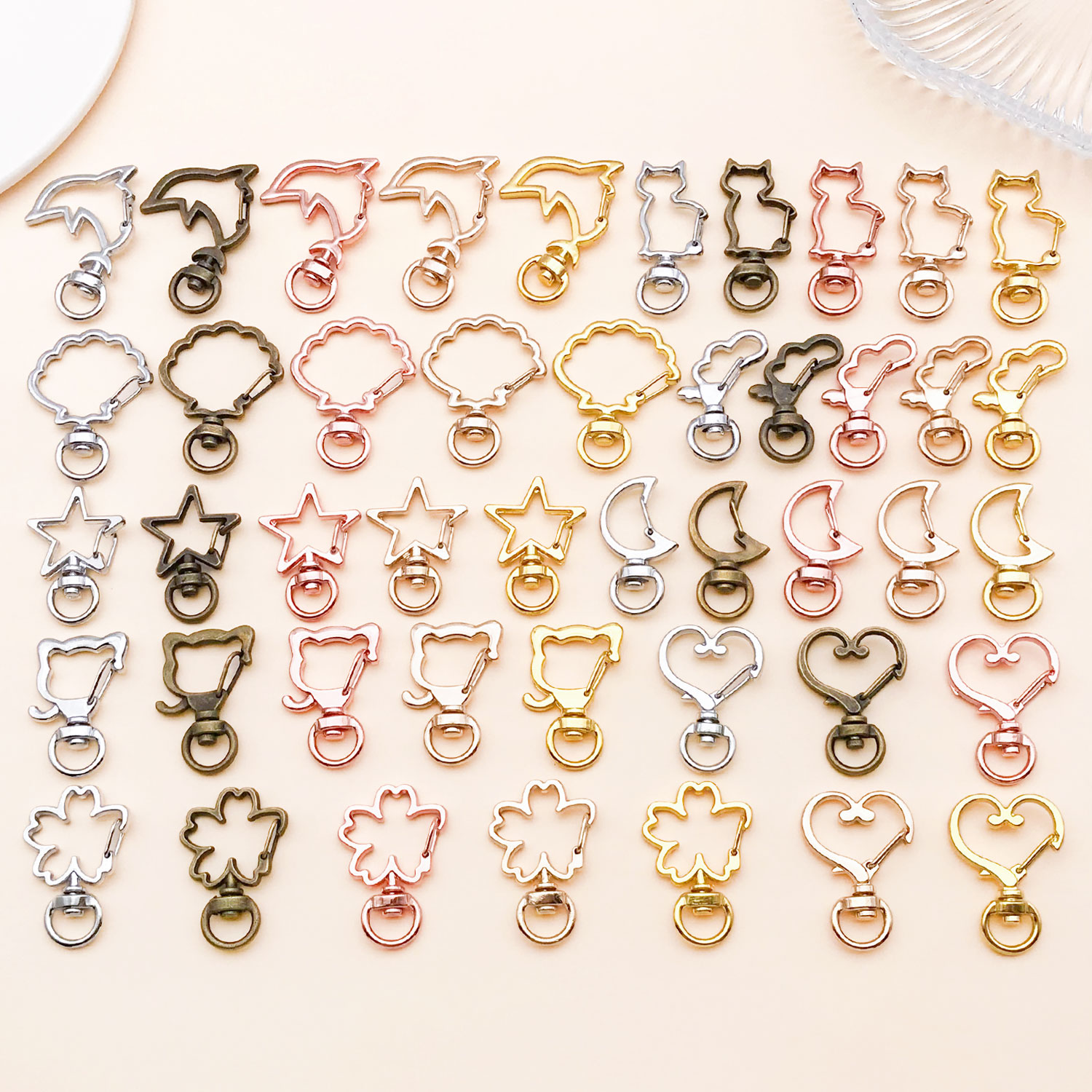 Pet Supplies Discount - 5 ピース/ロットハートスタームーン猫犬シェルイルカ花チャームロブスタークラスプフック DIY キーチェーンジュエリー作成用品