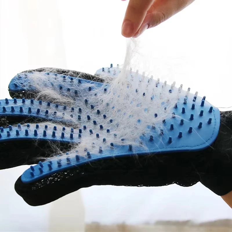 Pet Grooming Glove - ペットグローブ猫グルーミンググローブ猫の毛取りブラシ手袋犬用コーム猫用バスヘアリムーバークリーンマッサージブラシ動物用