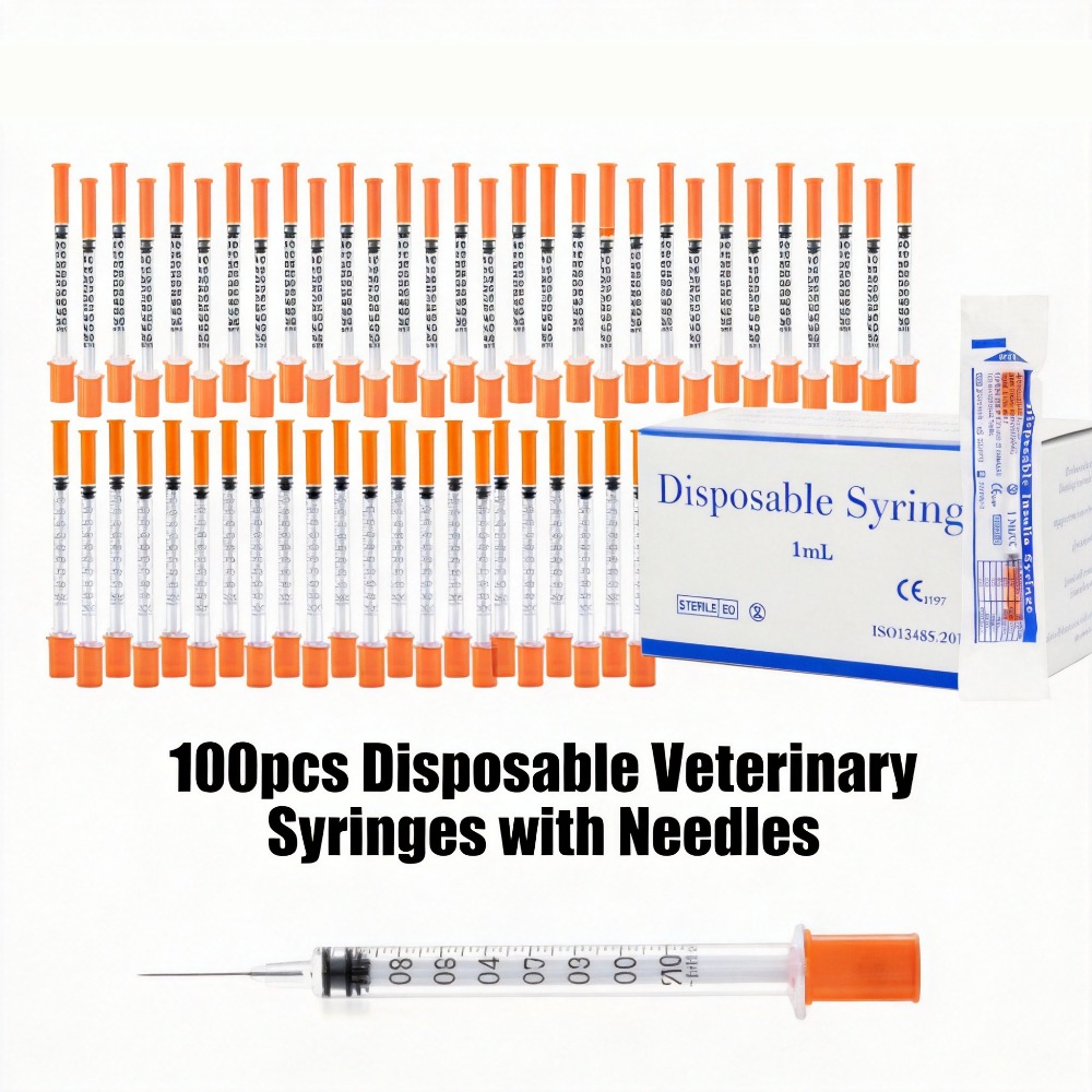 Pet Supplies Discount - 100個入り使い捨て注射器1ml 0.5ml 30G 31G ペット用（犬、猫）プラスチック製獣医用注射器（針付き）医療用品