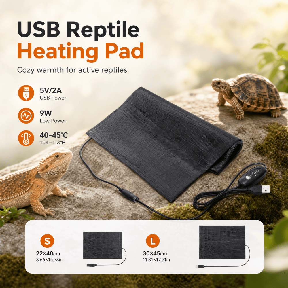 Reptile Heating Mat - USBペットヒーティングパッド レザー製傷防止ヒートマット 22x40cm 30x45cm テンク下ヒーター 爬虫類、カメ、トカゲ、ヤモリ、テラリウム用