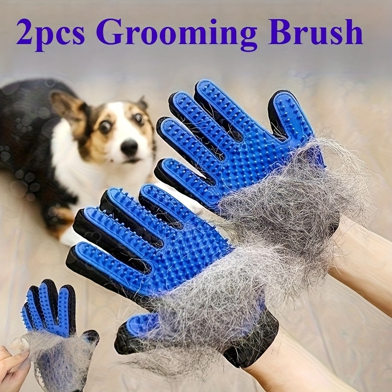Pet Grooming Glove - 2個入りペットグルーミンググローブ、犬猫用マッサージ脱毛ブラシ、抜け毛除去効果のあるツール