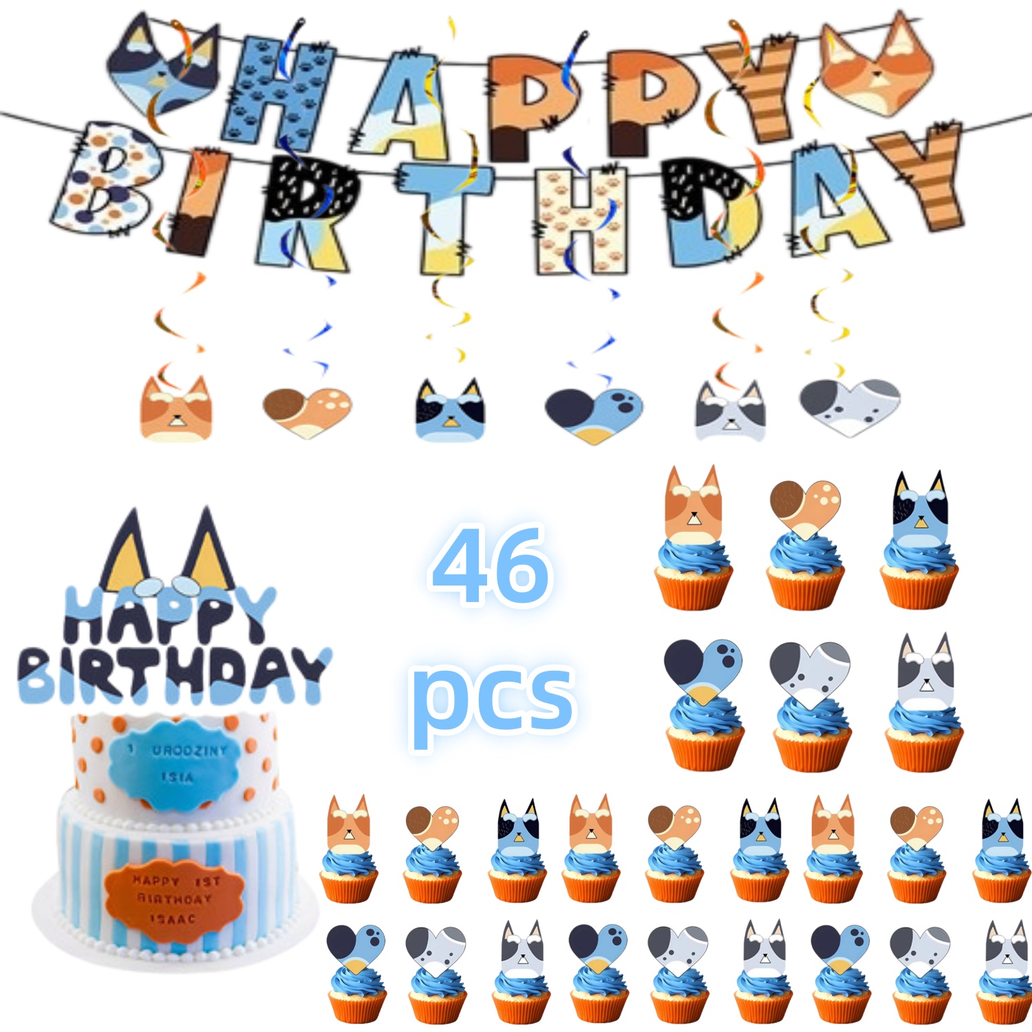 カートゥーンブルードッグ誕生日パーティー装飾テーブルクロス、 - Pet Supplies Discount のレビューと価格