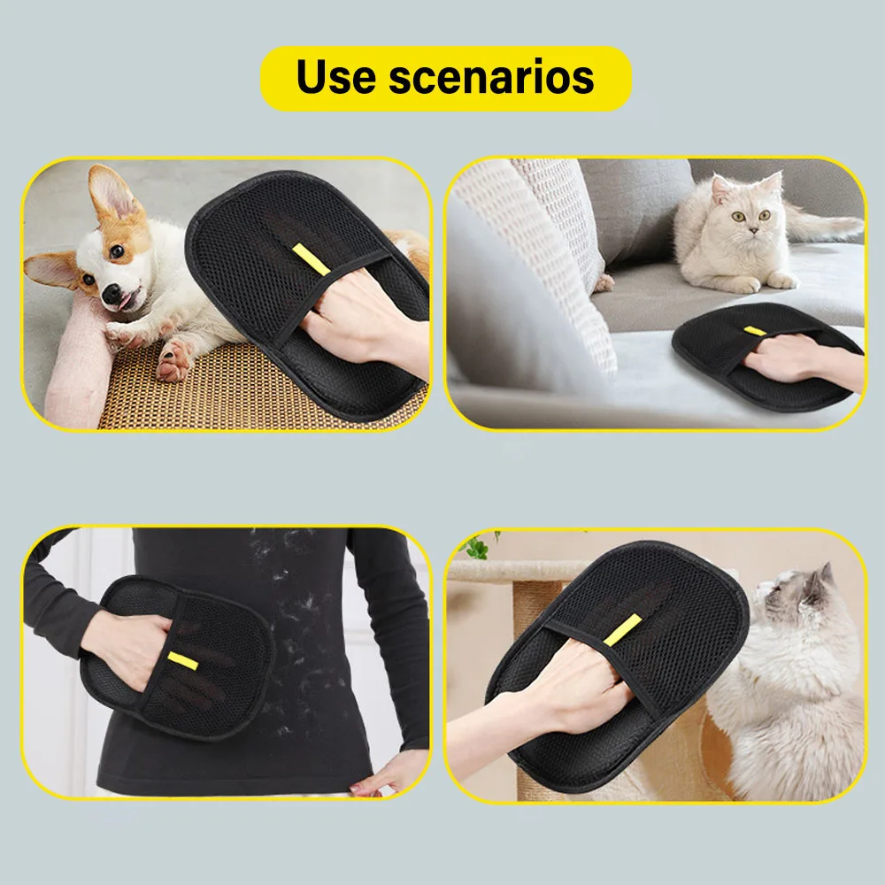 新しいペットの毛取りツール、再利用可能な静電気除去グローブ、 - Pet Grooming Glove のレビューと価格